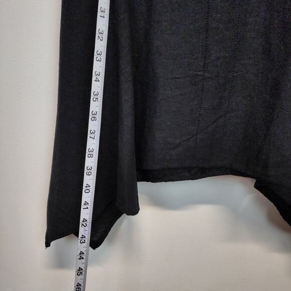 For Cynthia Black Linen Blend Dress Size M Sleeveless Asymmetric Hem Coastal - Picture 10 of 12